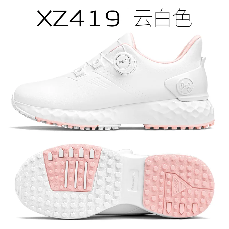 PGM Golf Women's Sneakers Waterproof Anti-Skid Rotating Lacing Lady Sports Shoes Super Soft High Elasticity XZ419