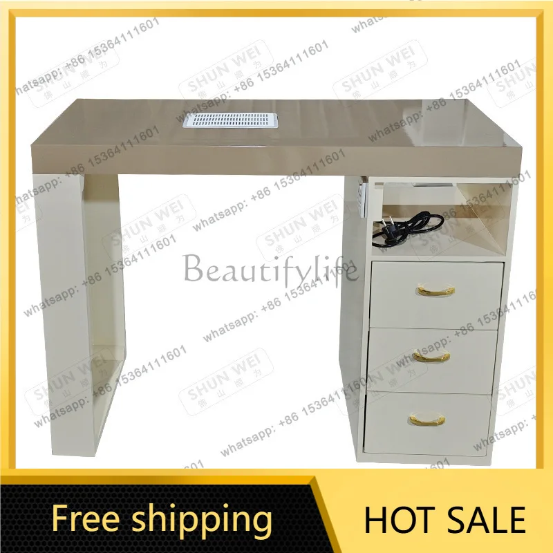Factory Direct Sales Light Luxury Simple Modern Double Table Glass Nail Salon Special Table
