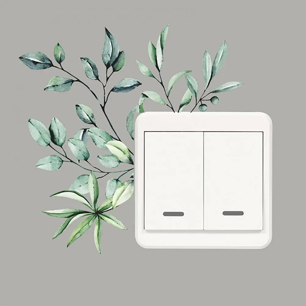 Wall Paper  Delicate   Decorative Sticker Green Plant Switch Wall Sticker