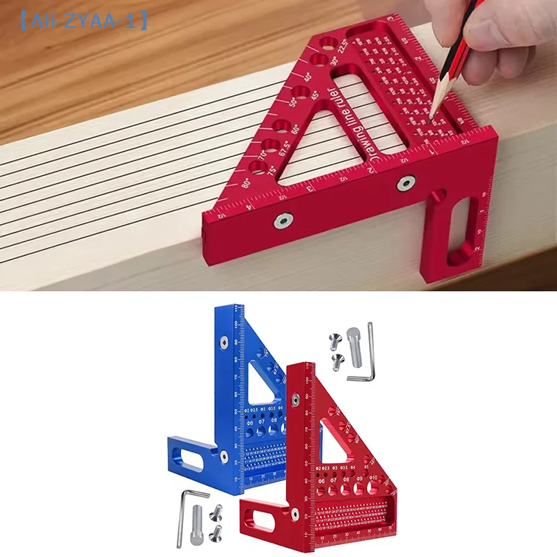 【ZYAA-1】Woodworking Square Protractor Multi-Angle Measuring Ruler Aluminum Triangular Ruler