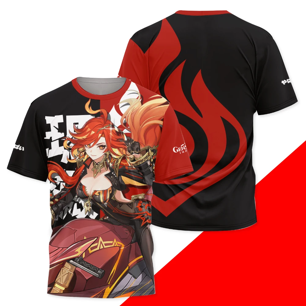 Game Genshin Impact All Roles Cosplay T-shirt 3D Raiden Shogun Print Anime Tees Summer Men Women Harajuku Casual Street Y2k Tops