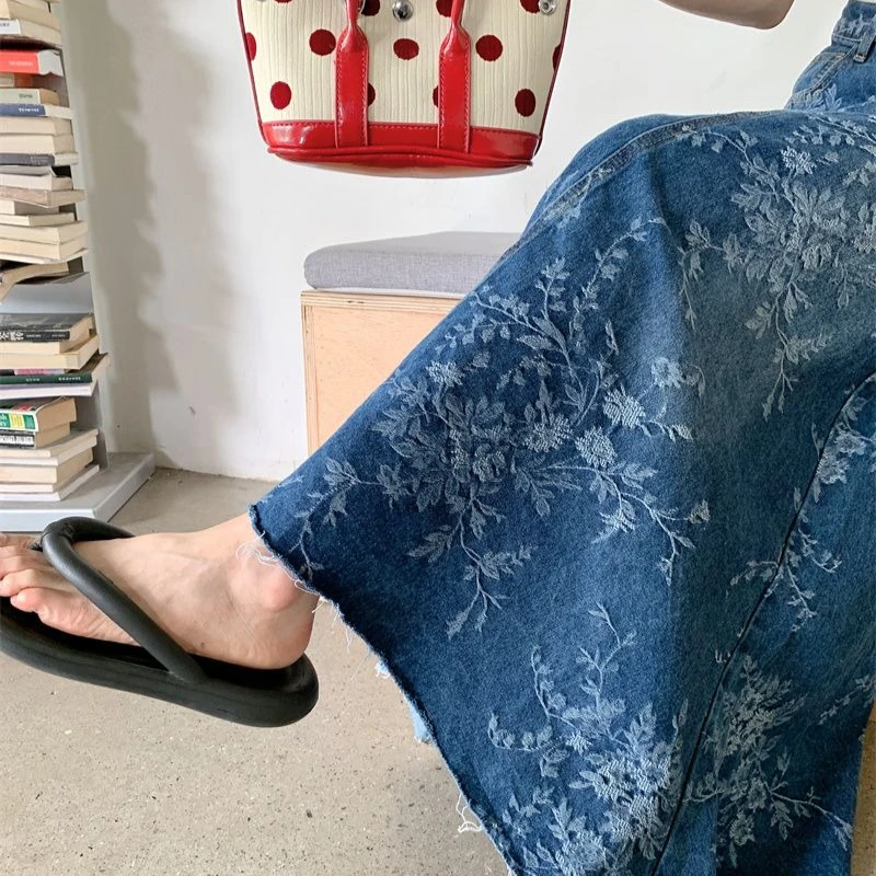 Faldas holgadas de cintura alta con cintura elástica para mujer, faldas plisadas informales de gasa ligera, pantalón de traje con estampado Floral