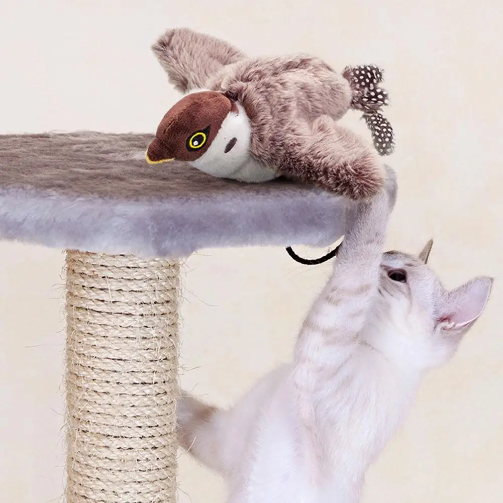 Rechargeable Cat Toy Flapping Bird Cat Toy Interactive Plush Toy Flapping Wings Cat Toy Chirping Interactive Cat Toy