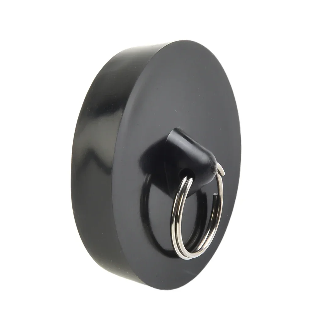 Replacement Practical High-Quality Materials Rubber Stopper 1pc 38-45mm Black Drain Stain-Proof With Hanging Ring