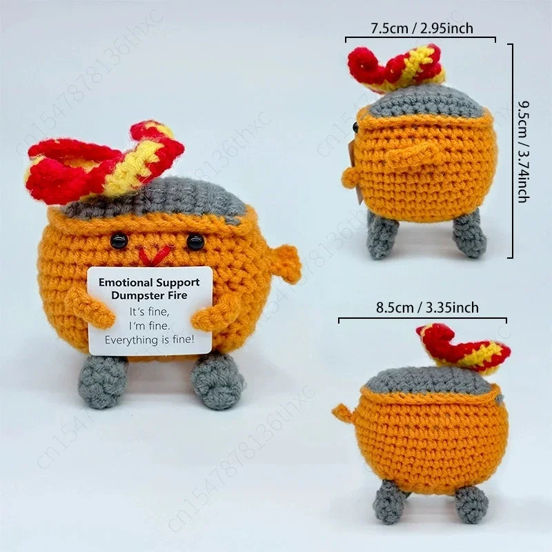 10pcs Cute Emotional Support Crochet Dumpster Fire Home Room Decor Funny Dumpster Handmade Knitting Doll Ornament Christmas Gift
