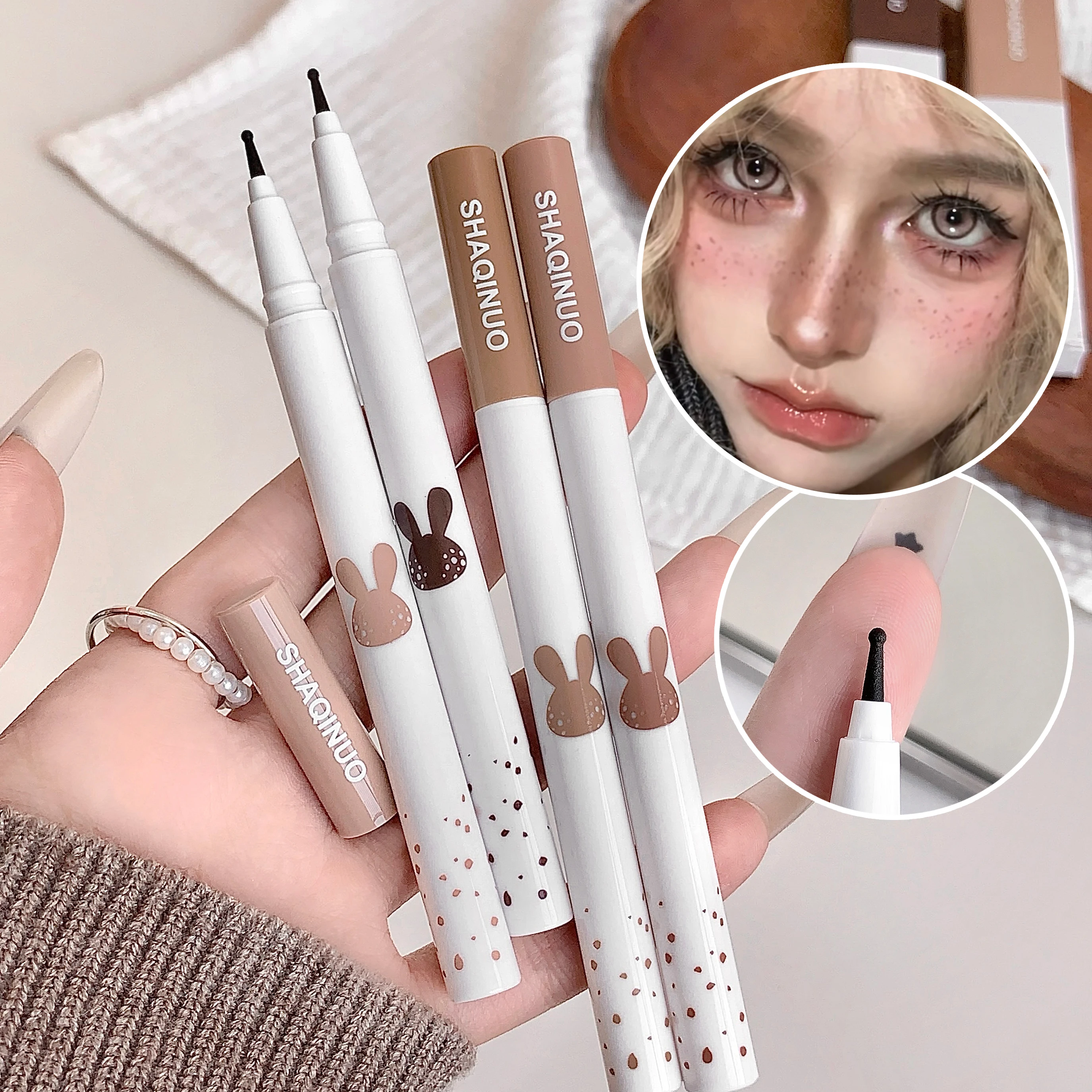 Face Freckles Pen SHAQINUO Natural Waterproof Lifelike Fake Freckles Pen for Long Lasting Look Dot Spot Pen Makep Tool Cosmetic