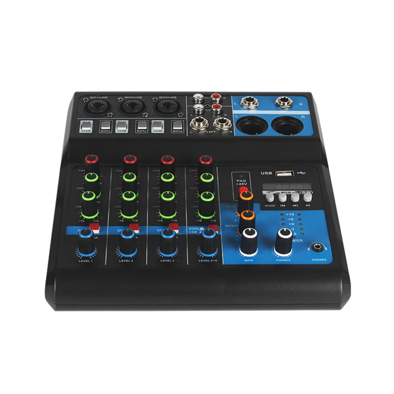 Bluetooth 4/5 Channel Sound Mixer Professional Portable Console Computer Input 48v Power Live Broadcast A4 A5 Sound Audio Mixer