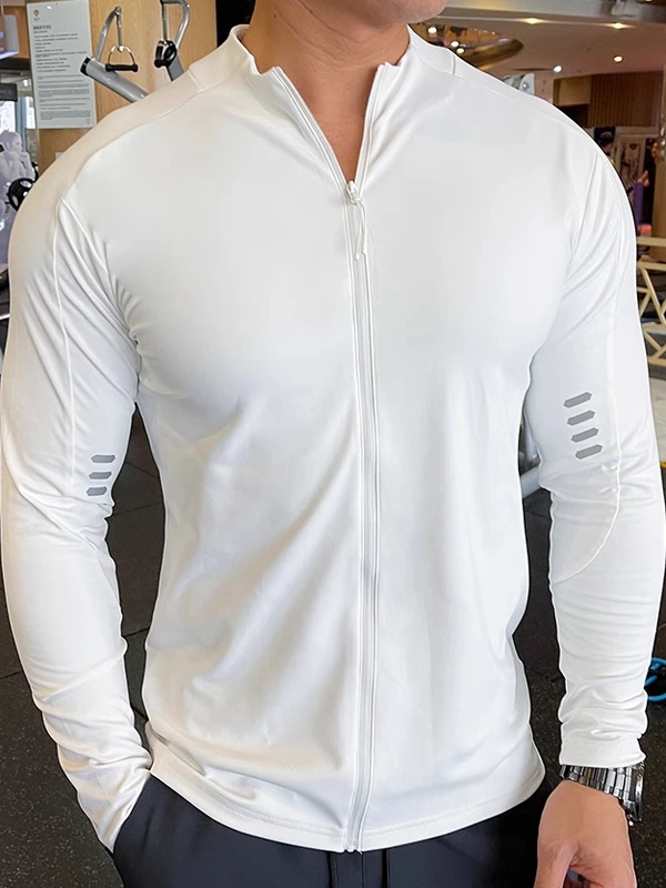 

Мужской облегающий тренировочный топ Fit Running Jaet Qui Dry Long Sve, весна-осень, молодежная молния из полиэфирного волокна...