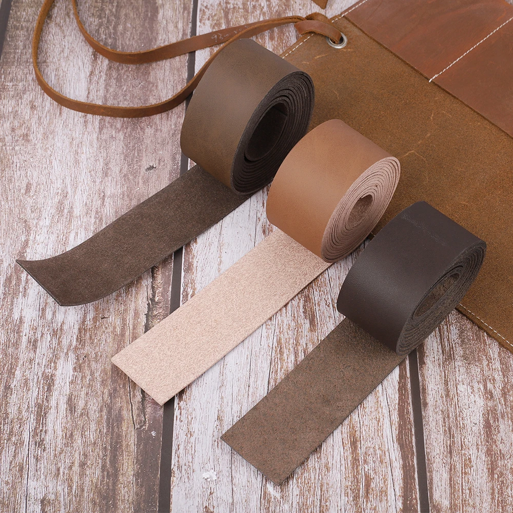 2 Meters Long DIY Crafts Leather Strap Wide Leather Craft Strips DIY Pet Collars Traction Ropes Belts Keychains Watch Straps