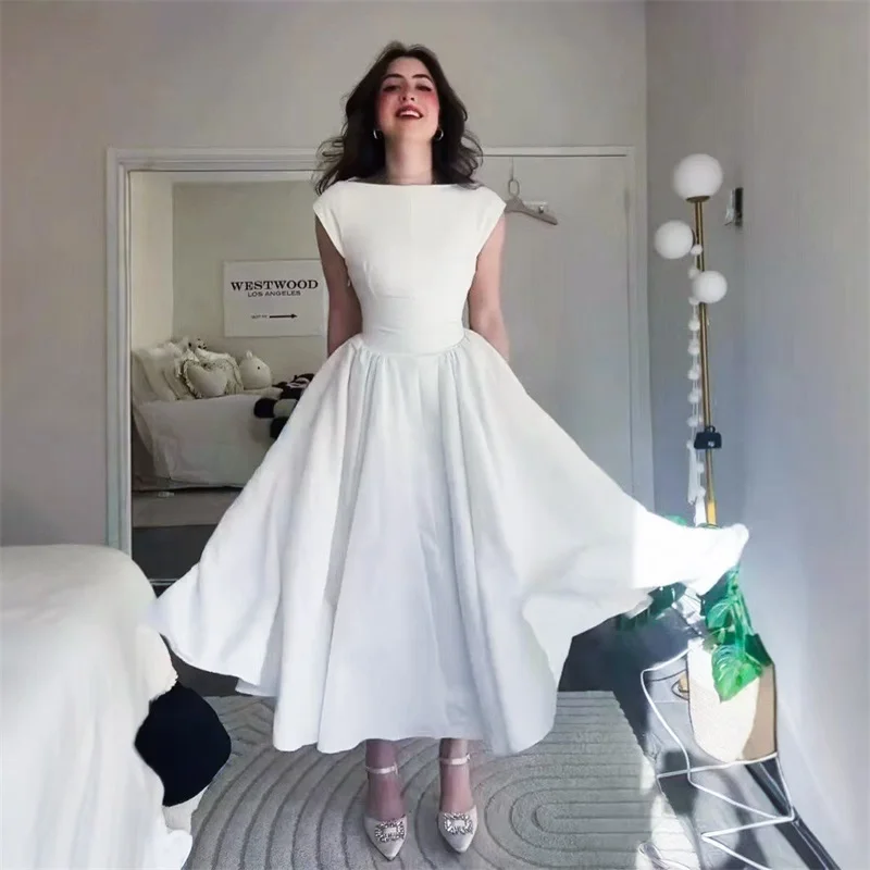 

Elegant Princess Women Prom Dress Sexy O Shoulder Backless Sleeveless Long A Line Party Gown Formal Red Carpet Robe Skirt