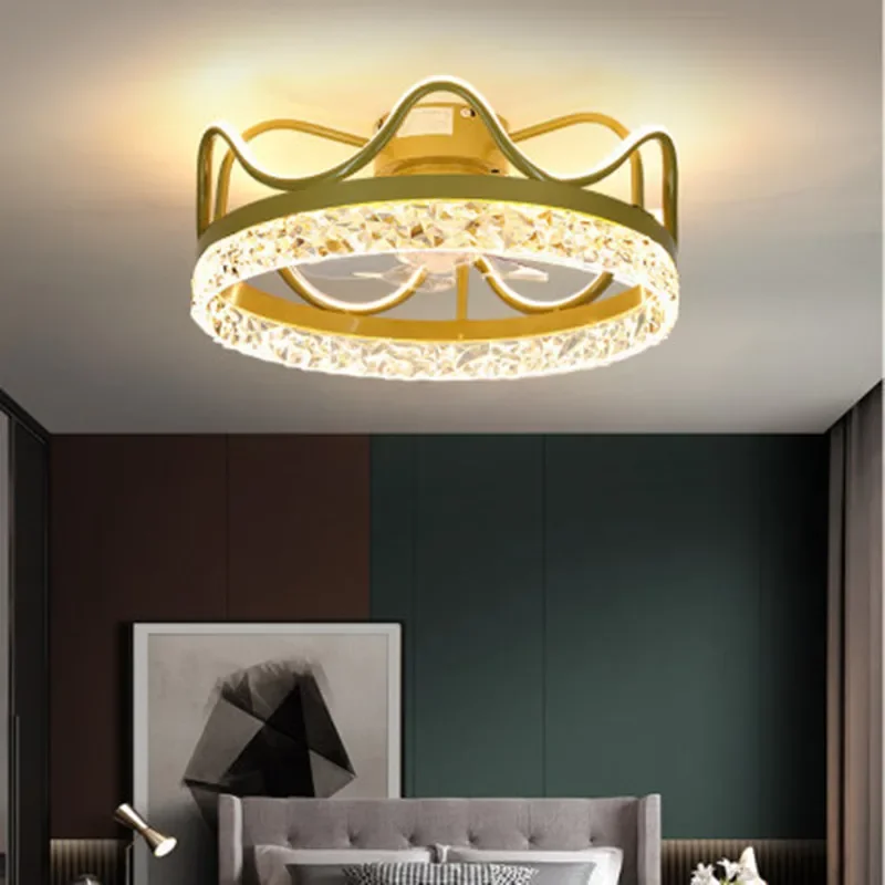 

NEW Nordic Light Luxury Crown Fan Light Simple Warm Personality Creative One Bedroom Study Modern LED Home Light