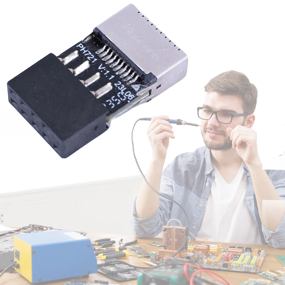 اللوحة الأم USB2.0 9Pin إلى TYPE-E شاحن أنثي التوصيل والتشغيل TYPE-C المقبس 9-Pin USB 2.0 بطاقة موسع لنظام التشغيل/ويندوز لينكس