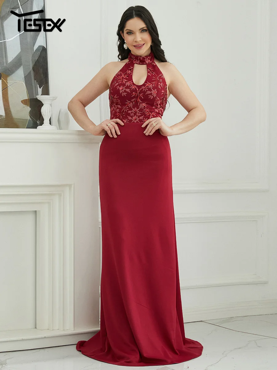 Yesexy sexy aus geschnitten besticktes Abendkleid Cocktail Abendkleid Ballkleid elegante Party kleider für Frauen Vestidos