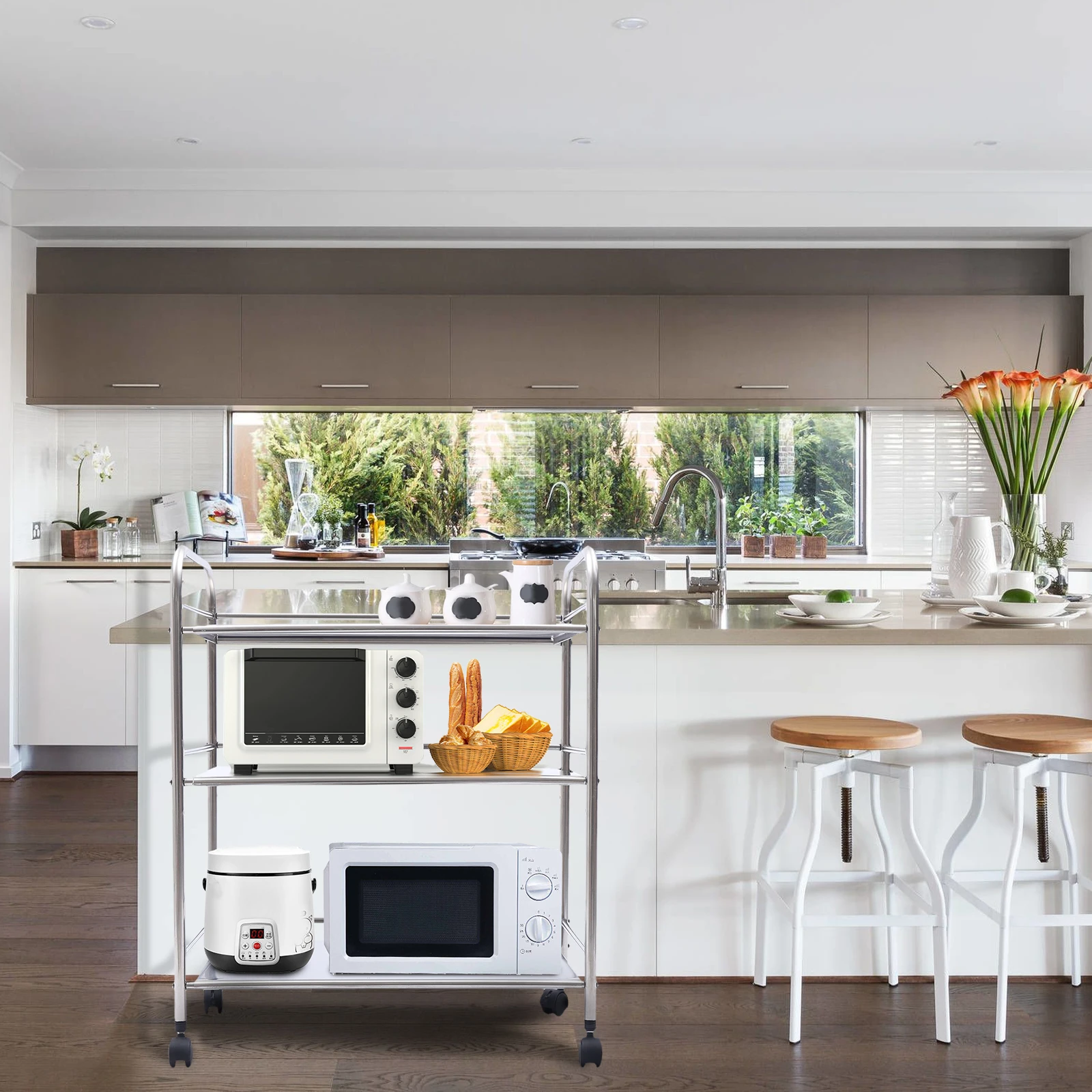 3-stufiger Rolling Utility Cart Storage Organizer Küchen wagen Rack Regal Service