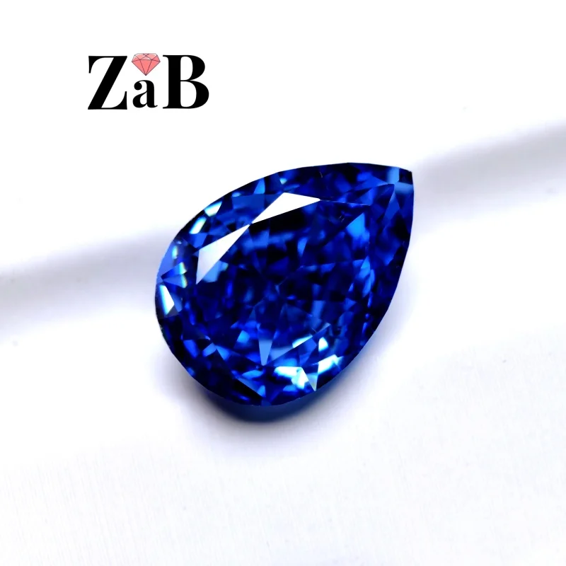 Deep sapphire high carbon diamond Redion ice flower cut cultivation sapphire naked stone ring ring face naked diamond water drop