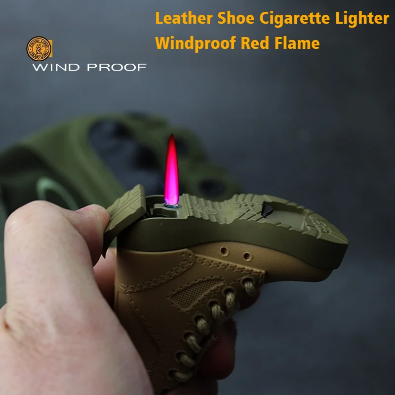 

Leather Boot Lighter Bottle Opener Windproof Red Flame Cigar Igniters Metal Inflatable Cigarettes Lighters & Smoking Accessories