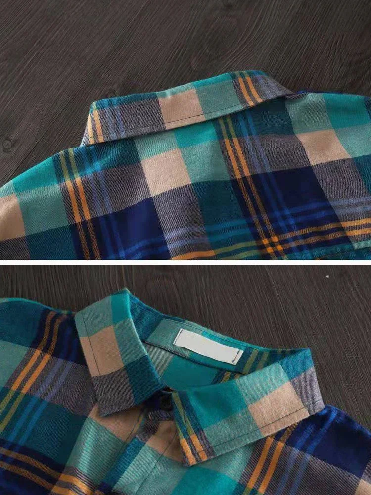 Casual Plaid Thick Midi Length Shirt Women 2024 Autumn Korean Fashion Polo Neck Single Breasted Winter Loose Blouses