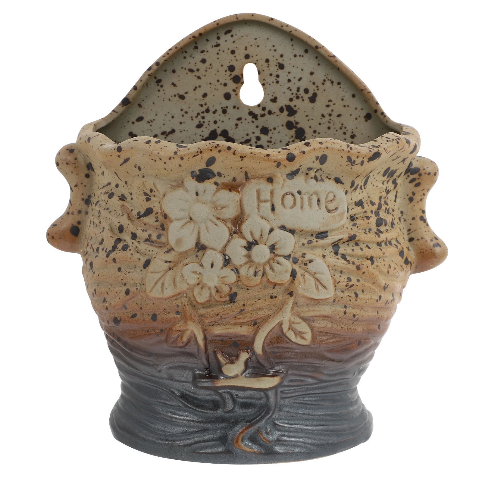 

Wall Mounted Flowerpot Brown Ceramic Planter for Small Flowers Indoor Plants Decor Gardening Container