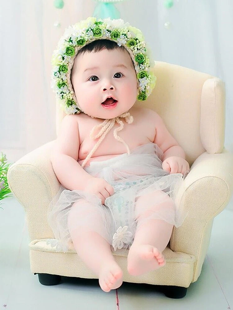 Newborn Photography Props Full-moon Photo Sofa Solid Wood Sofa Infant Photo Shoot Accessories Hundred-day Baby Posing Props