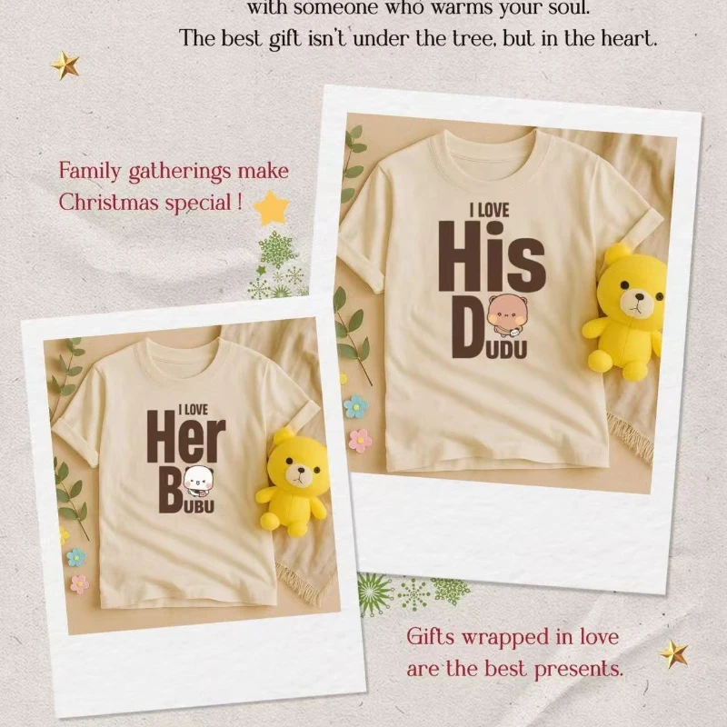 Schöne Bubu Dudu Paar Kawaii Shirts Passende Bär Unisex T-Shirts Hochwertige Baumwolle Casual Style Reguläre Kurzarm