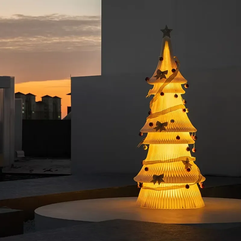 Elegant Luxury Foldable Honeycomb Paper Coffee Table Ultra Thin White Snow Christmas Tree Stand Light Accessories