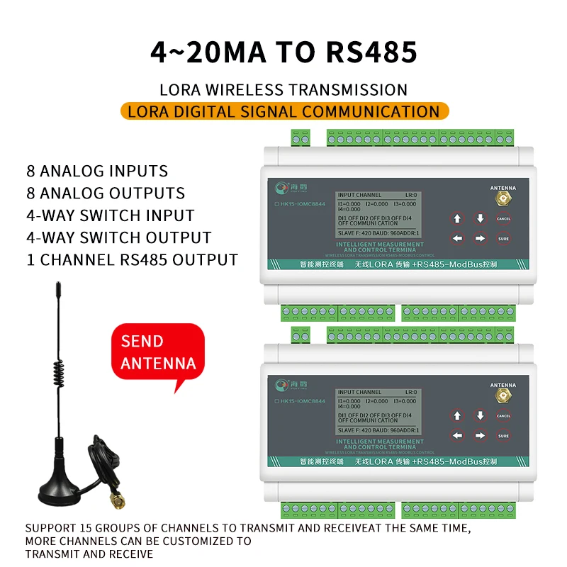 Interruttore remoto modulo di trasmissione del Volume Wireless punto a punto IO Feedback bidirezionale MODBUS LoRa a lunga distanza 433M