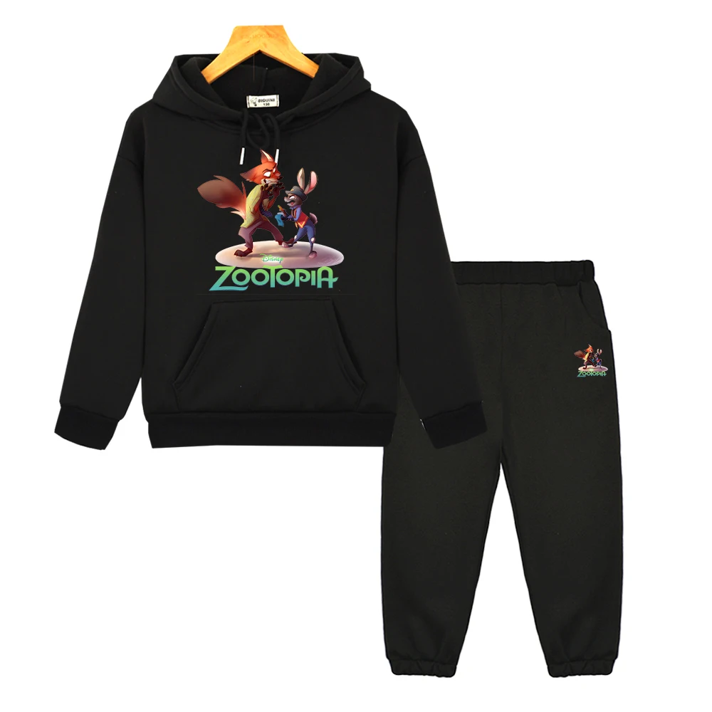 

Disney boy girls Hooded Sports Sets Casual pullover+Pant y2k sudadera Zootopia 2 hoodies Fleece Sweatshirt kids boutique clothes