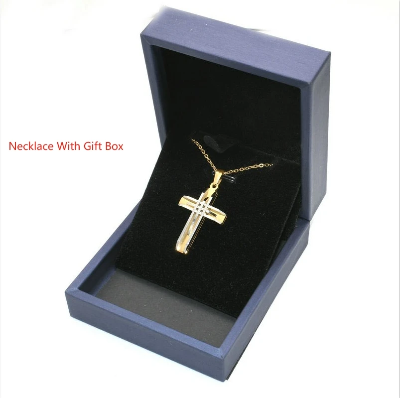 Send Free Chain High Fashion Men\'s Jesus Christian Jewelry 316L Stainless Steel Cross Pendants For Male Gift Jewelry