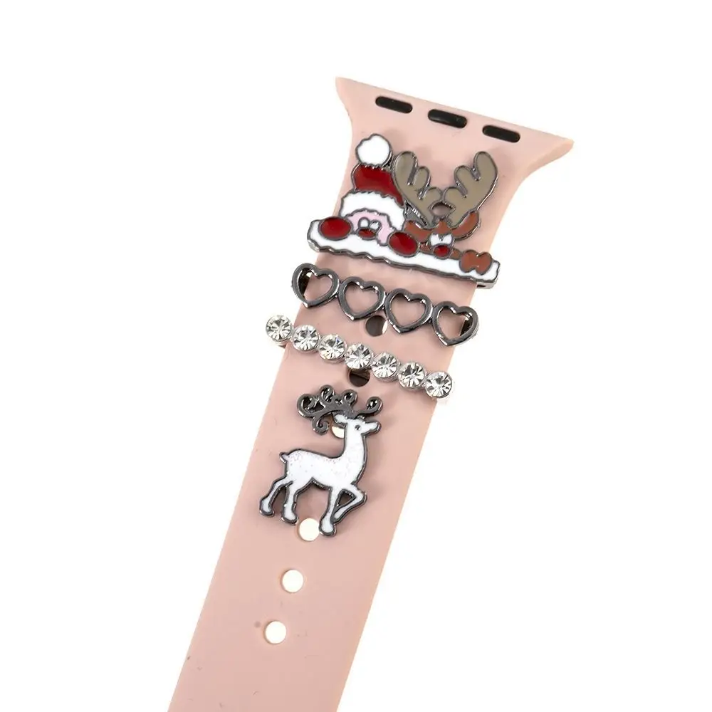 Metal Christmas Watch Band Ornament Decorative Tool Santa Elk Wristbelt Charms Fashion Decorative Nails for Apple Watch Band Men