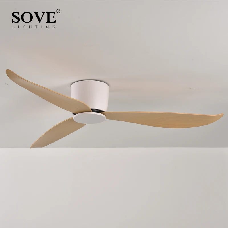 SOVE White Low Floor 17cm BLDC Ceiling Fan with Remote Control Simple Design 220V Ceiling Fans without Light