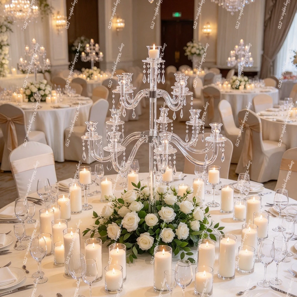 4-10pcs)60cm-120cm acrylic crystal Flower Stand Rippled Plinth Round Cake Display Plinth Set flower Stand Wedding Decoration