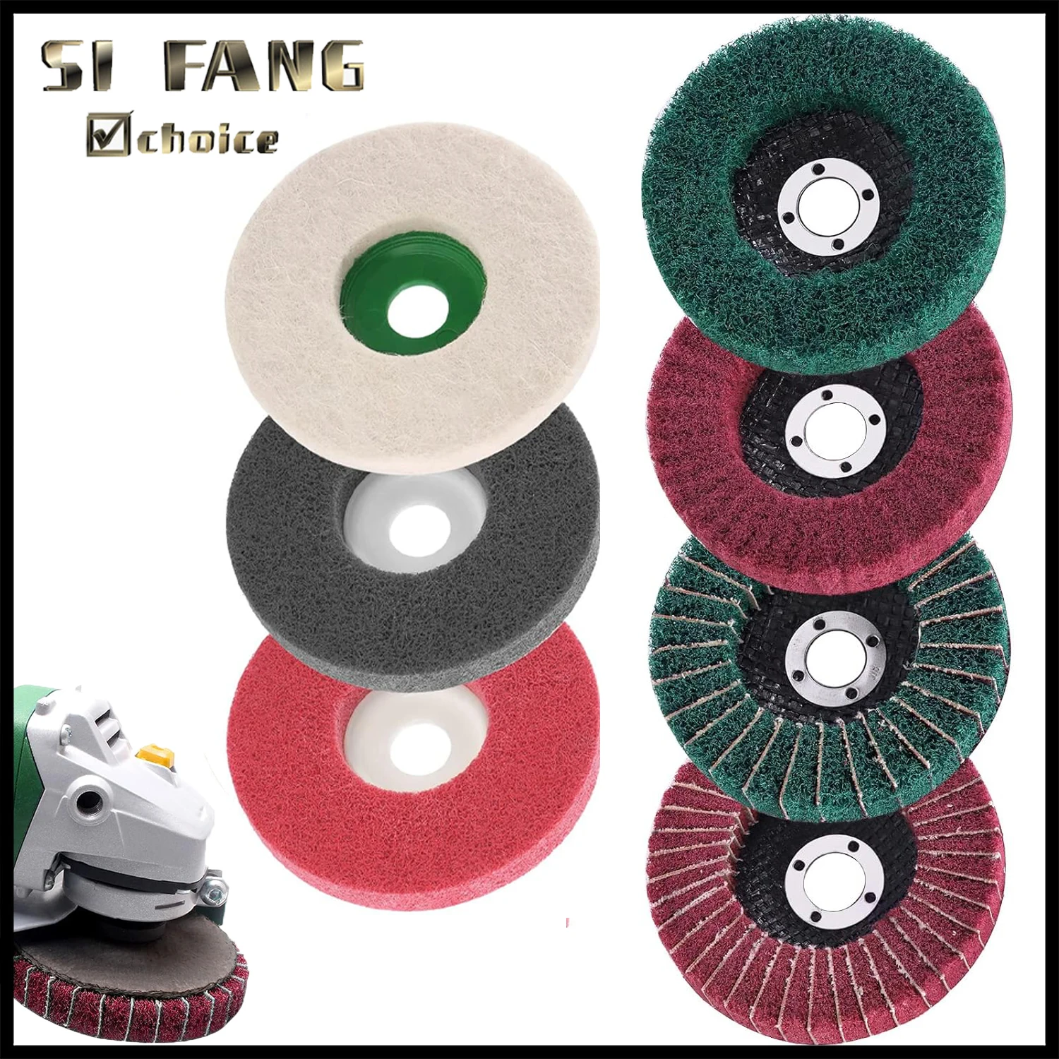 

14pcs 4Inch Polishing Buffering Wheels Set Nylon Fiber Polishing Wheel Wool Grinding Polishing Pad for Angle Grinder