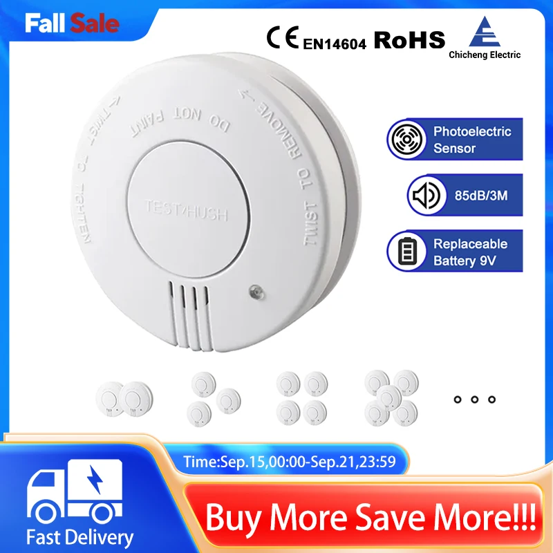 

Smoke Detector 9V Replaceable Battery Smoke And Fire Alarm Smoke Sensor Low Battery Beep For Kitchen Bedroom Office CE EN14604