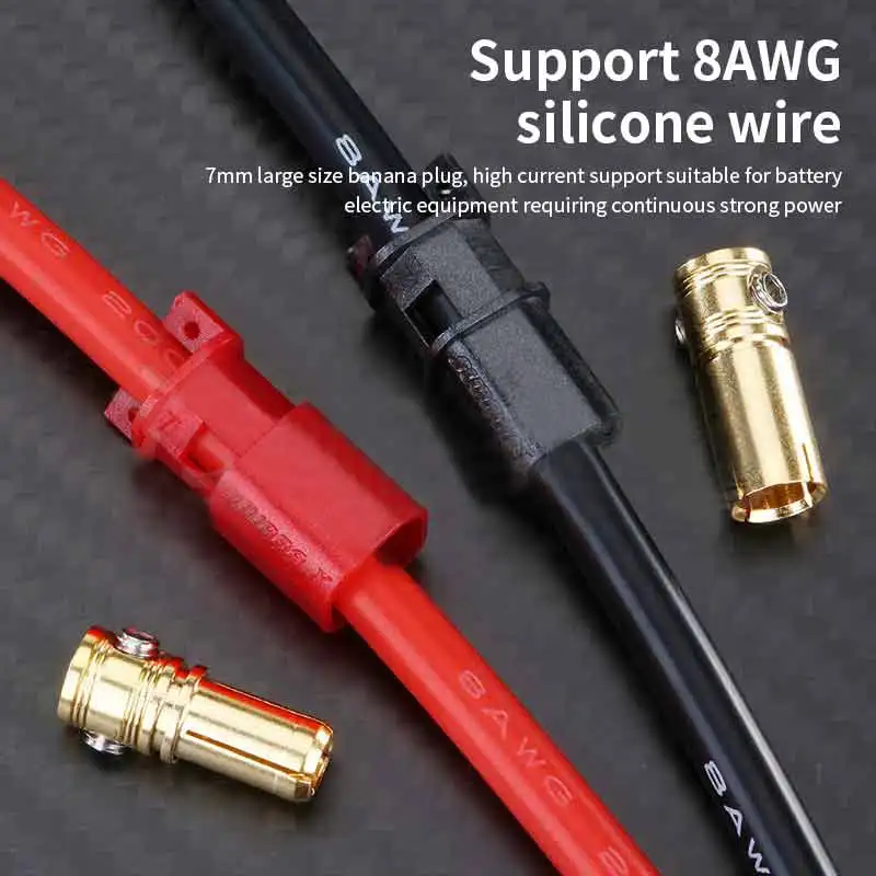 230A REB7808 S.T.S7 P8 Gold-plated Banana Connector 7mm Solderfree Model Plug Multi Axis Male Female Head Joint for 8AWG Wire