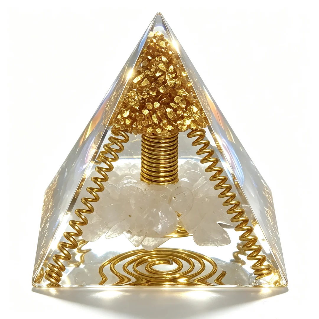 Spiral Copper Coil Orgonite Pyramid Natural Clear Quartz Crystal Orgone Energy Generator Home Decor Reiki Healing Gift