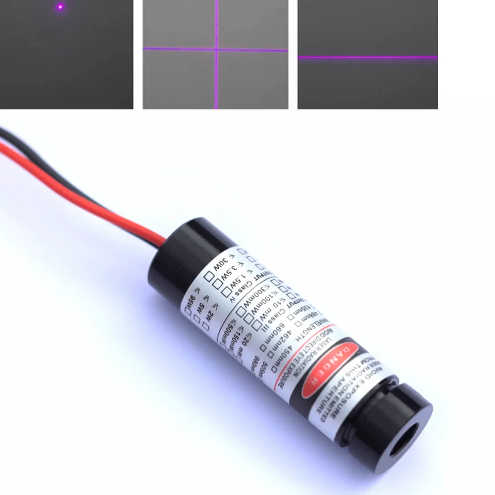 Industrial 405nm 10mw/20mw /50mw/100mw  3V-6V 13x42mm Violet/Blue Dot /Line/Cross Laser Diodes Module