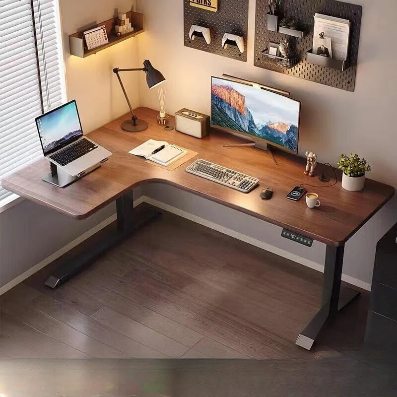 Electric Lifting Office Study Desk Solid Wood Student Home Corner Computer Desk Desktop