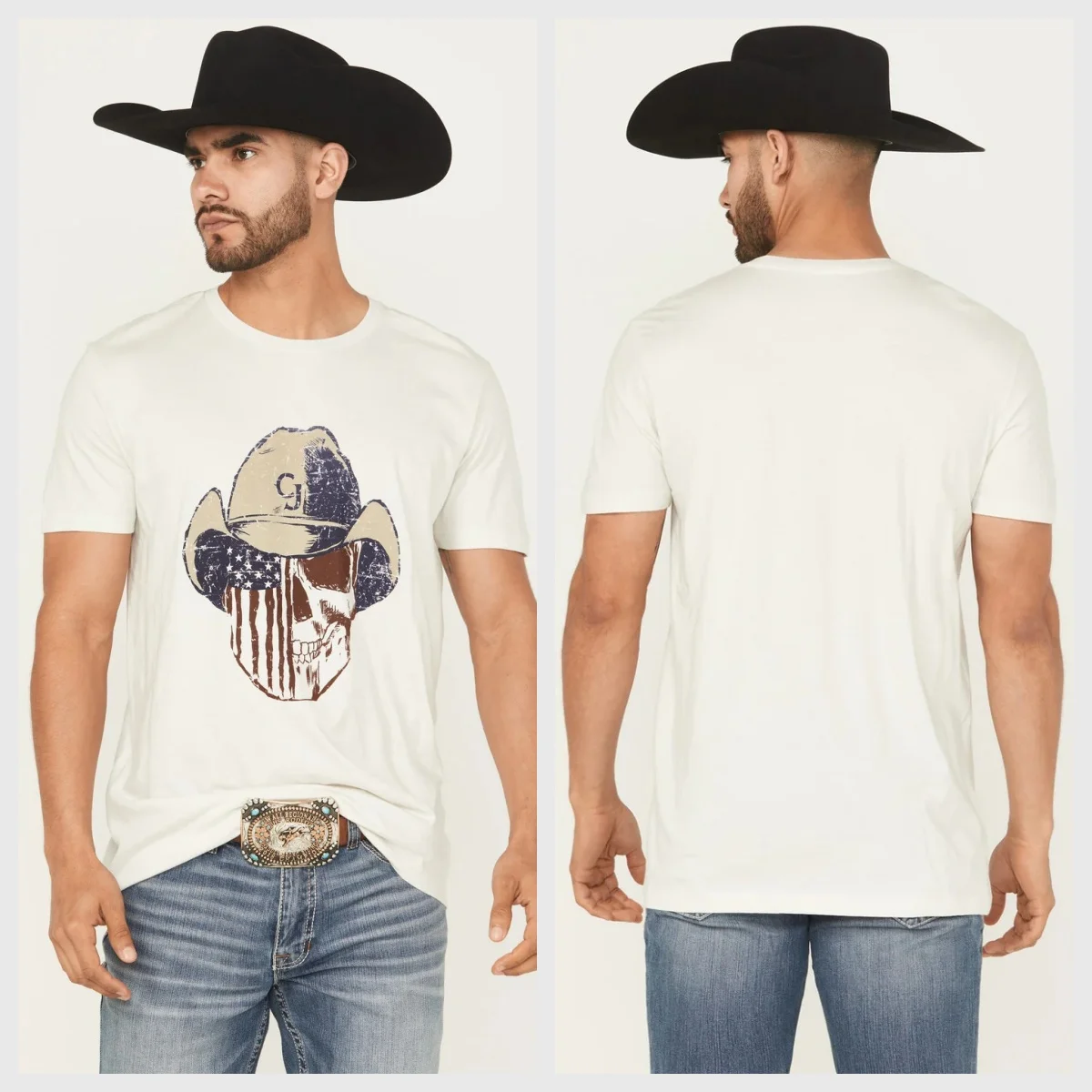 Camiseta Gráfica de Manga Corta con Diseño de Calavera Americana Cody James para Hombre, Estilo Unisex de Lujo de Alta Gama para Hombres y Mujeres