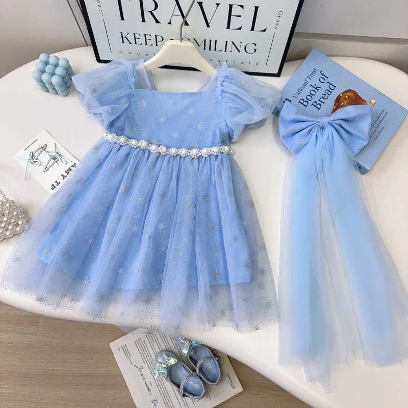 

Girls Dress Summer New2025Puff Sleeve Mesh Princess Dress Baby Girl Formal Dress Wholesale