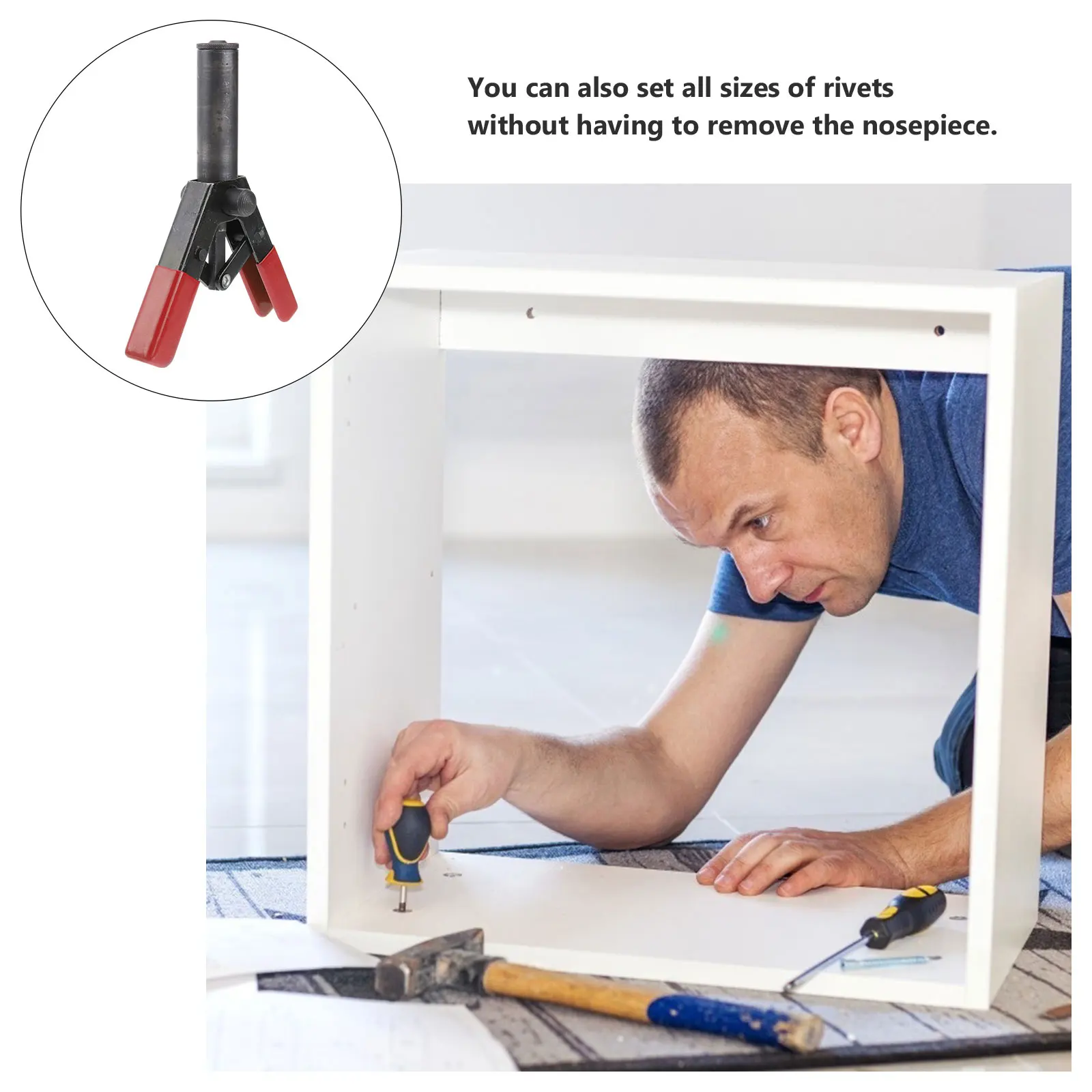 1pc Rivet Riveter Machine Ergonomic Design Black Color Durable Fastening Door Panels Automotive Trim Single Stroke