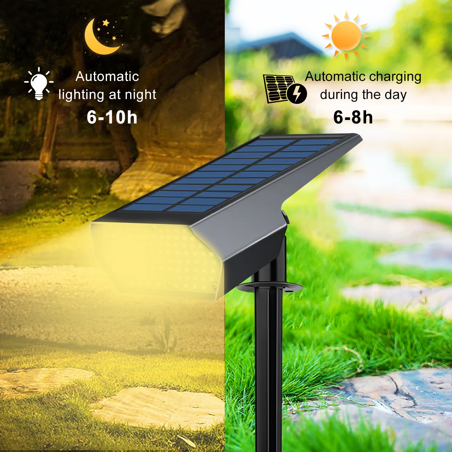 92 LED Solar Lawn Lights Landscape Spotlights Garden Solar Spot Lights Bright Warm/White 2 Lighting Color Adjustable Walkway