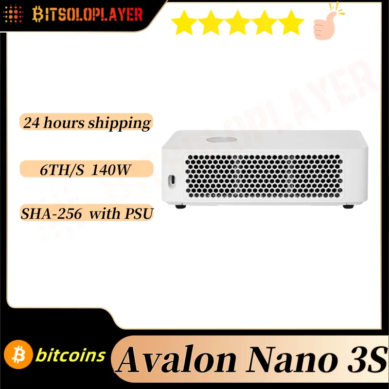 Canaan Avalon Nano 3S 6th/s 140W BTC bitcoin Miner Home Office miner with Original Power Supply