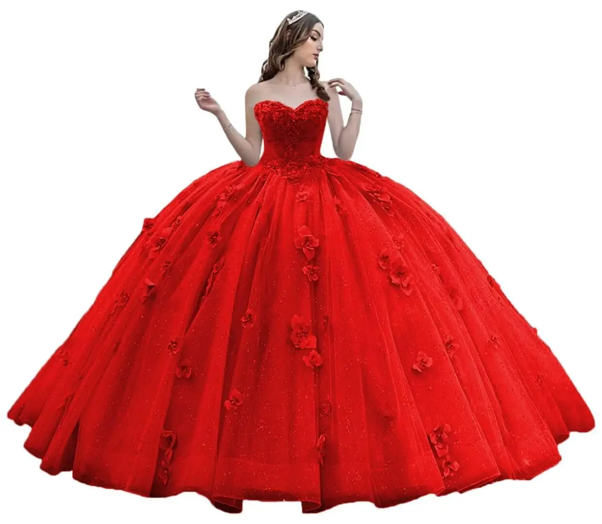 KIVARY Princess Sweetheart Quinceanera платья кружевное бальное платье с цветочным принтом блестящие платья для выпускного вечера из бисера
