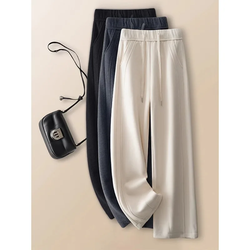 

Straight-Leg Pants for Women, and Winter High-Waisted Slim Fit Casual Pants, Warm Fleece-Lined Long Pa