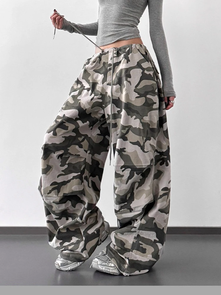 Pantaloni mimetici alla moda a gamba larga Nuovi pantaloni estivi a vita alta Unisex Loose Fit Casual Streetwea