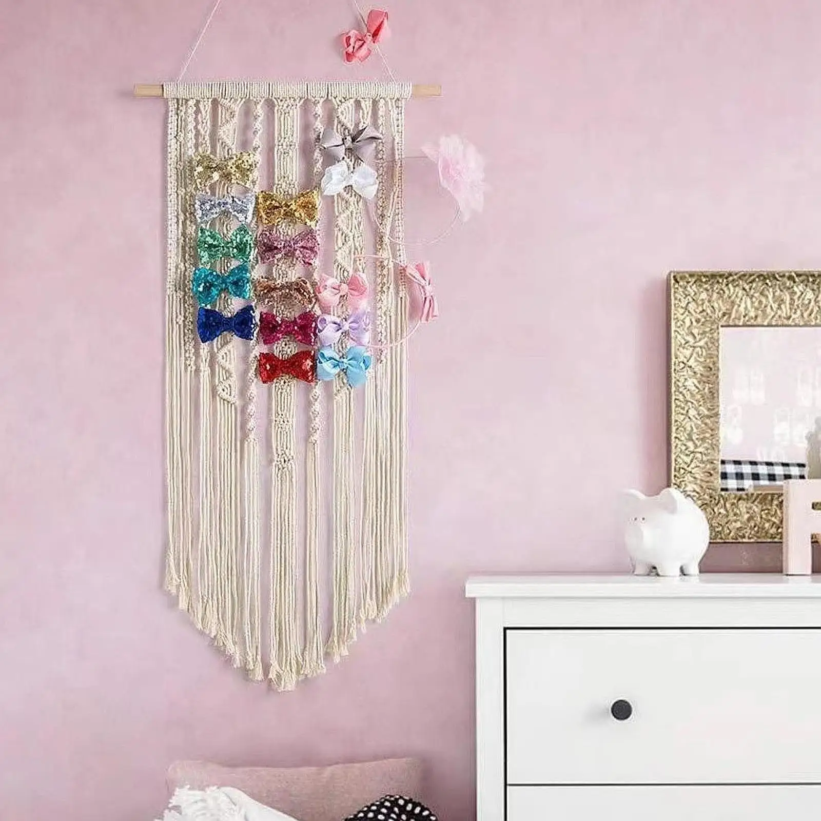 

Tapestry for Girls Hair Bows Ornament Wall Art Decor Display Rack Bow Holder