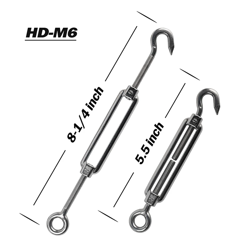 ワイヤーロープケーブルクリップクランプキット、ターンバックル、テンション、アイアンドフック、指ぬき、m3、m6,16個、1/8 "、8個