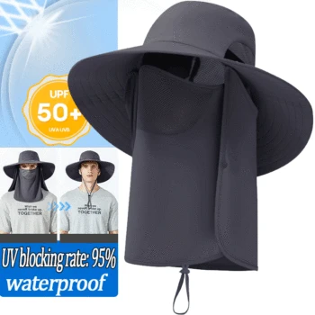 Yaz Çabuk kuruyan Boonie Şapkalar Boyun Maskesi Kapak Erkekler Nefes Örgü Güneşlik Balıkçı Şapkaları Açık Geniş Kenarlı Kova Kapakları