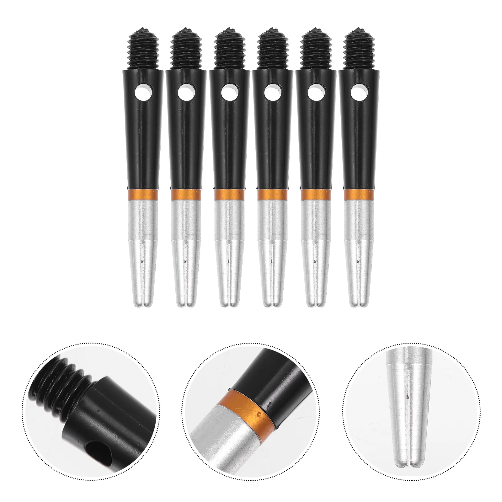 

6 Pcs Aluminum Dart Shafts for Steel Tip Nylon Accessories Flights Black Toy