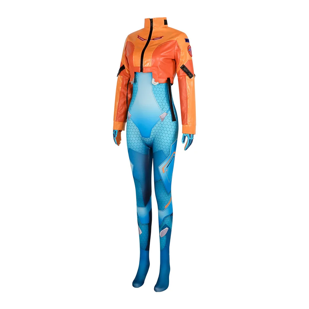 Overwatch2 Juno Cosplay Costume, Game Character Same Style Support Hero Outfit Sexy Tight Jumpsuit Bodysuit Wig Set view 2
